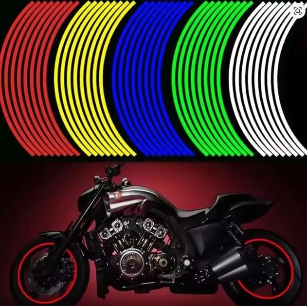 Car Bike Tyre & Body Reflective Stickers (18 stripes of Yellow Colour)